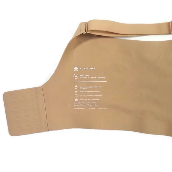 Honey Love Sand Silhouette Wireless Smoothing Bra Womens 2X EUC